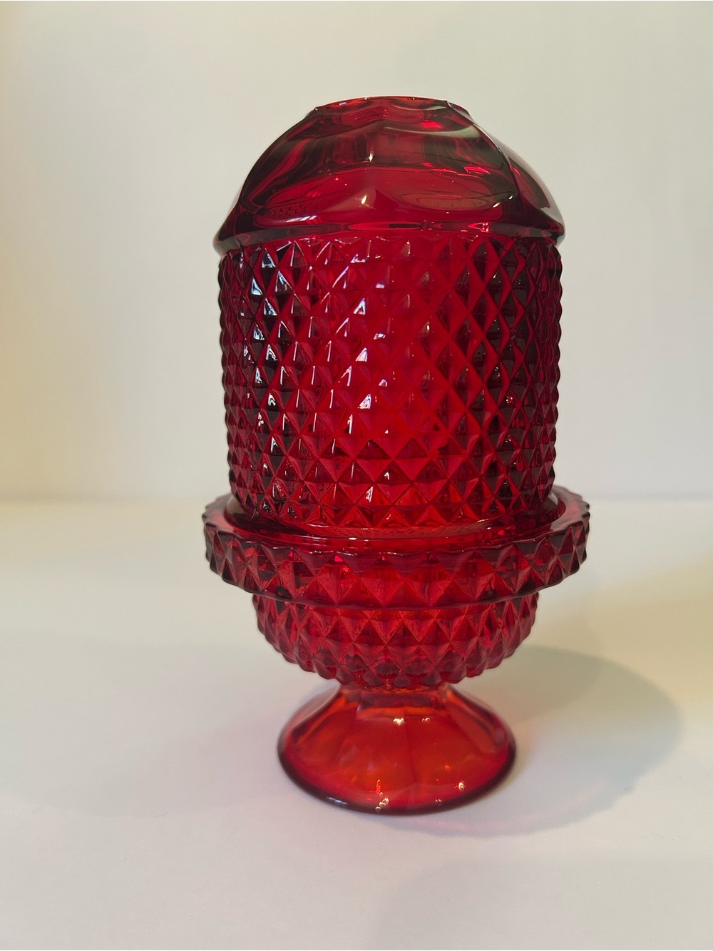 Viking Ruby Red Diamond Point Fairy Lamp
